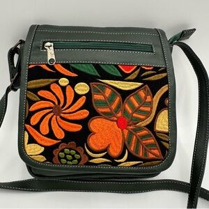 Artisanal Embroidered Floral Crossbody Bag